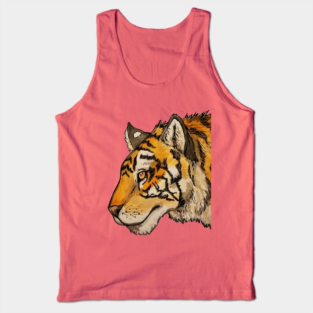 Pondering Tiger Tank Top by gingerchan